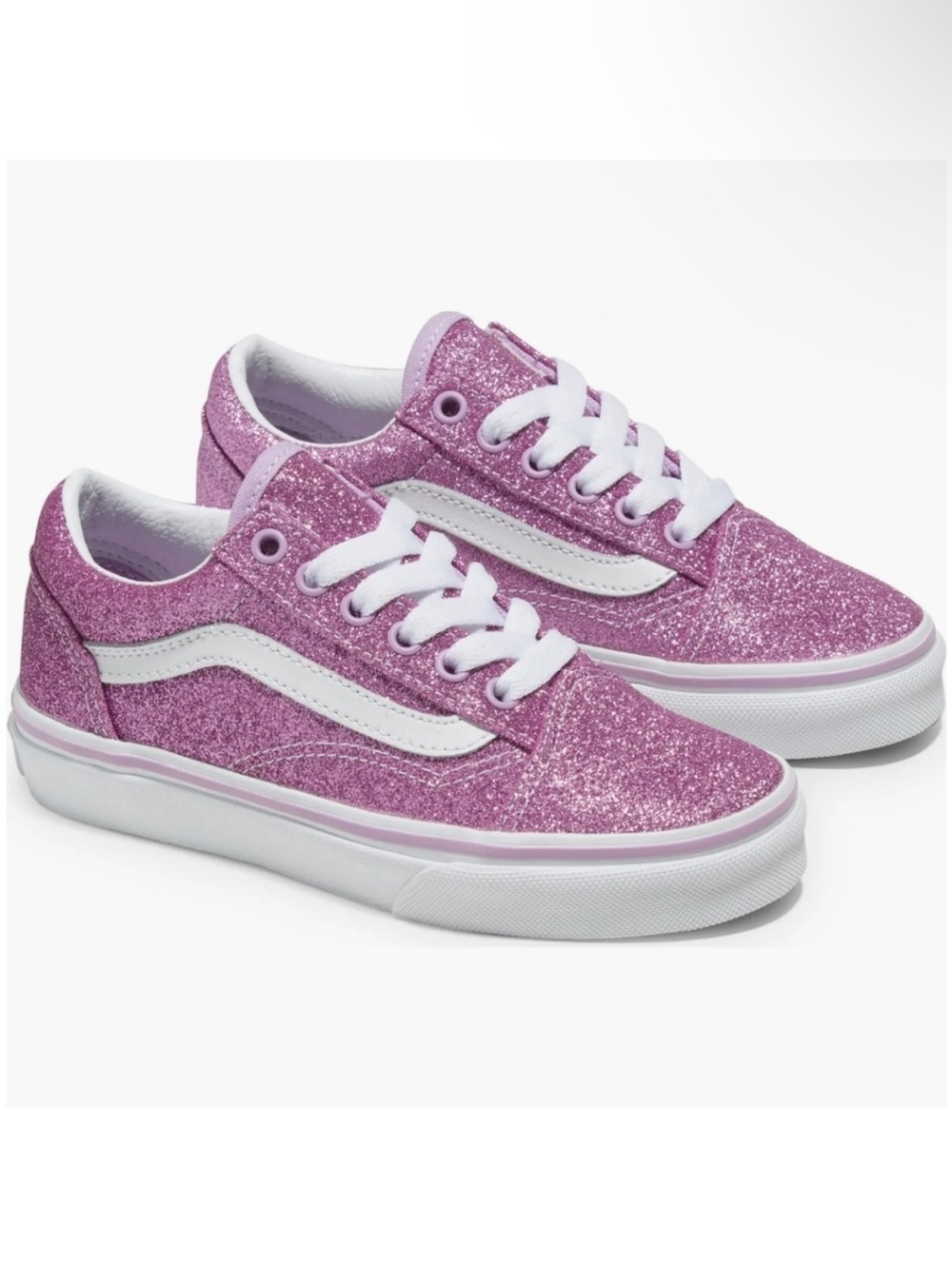 NWT VANS Old Skool Glitter Lilac Girls Sneakers Size: 1.5